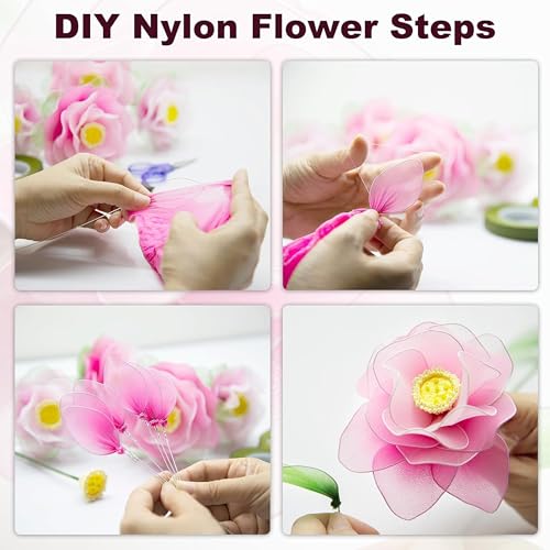 PRANSUNITA 100 pcs Flower Making Stocking Material Tensile Nylon for Flower Making Accessory Handmade DIY Crafts Wedding Home Decoration, Multicolored - Length 6 inch - Image 4