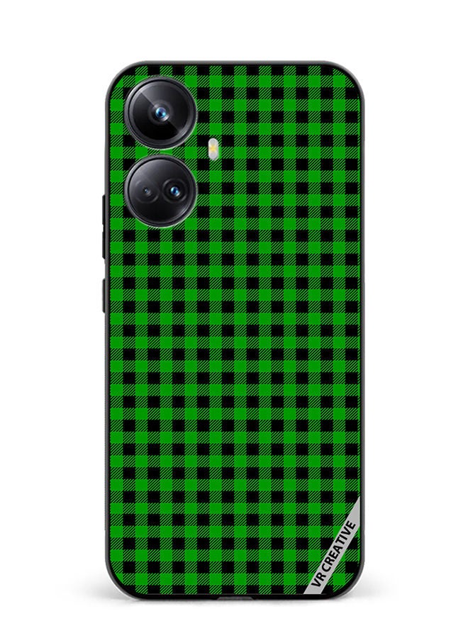 VR CREATIVE Protective Case Cover For Realme 10 Pro Plus Green And Black Buffalo Plaid Texture Checkered Seamless Pattern Design Multicolour - Image 1