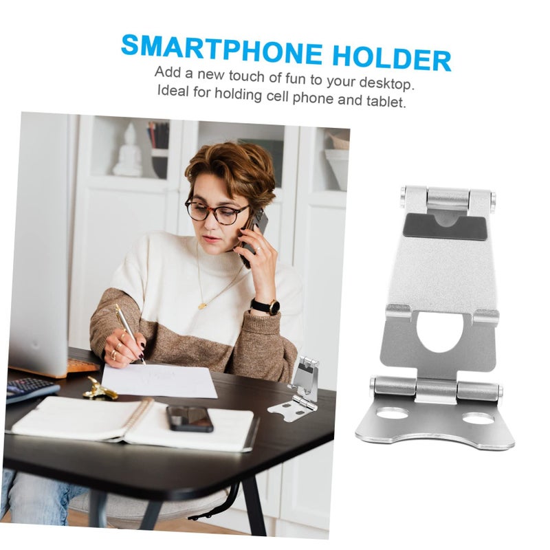 Aluminum Alloy Portable Folding Stand Holder for Phone and Tablet Travel Home Use Silver - Image 3
