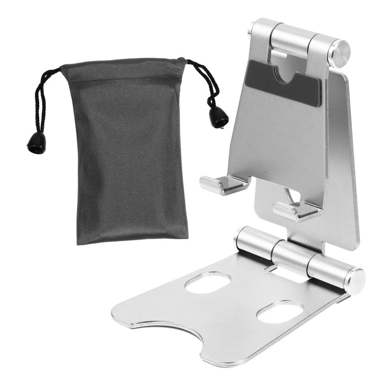 Aluminum Alloy Portable Folding Stand Holder for Phone and Tablet Travel Home Use Silver - Image 2