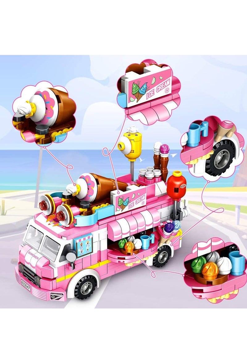 SYOSI Girls Building Blocks Toys, 553 PCS Ice Cream Trucks Toys for 6 Year Old Kids, 25 Models Food Cars Construction Building Block Kits, Educational Toys Gifts for Age 6-12 + Year Old Kids  - Image 4