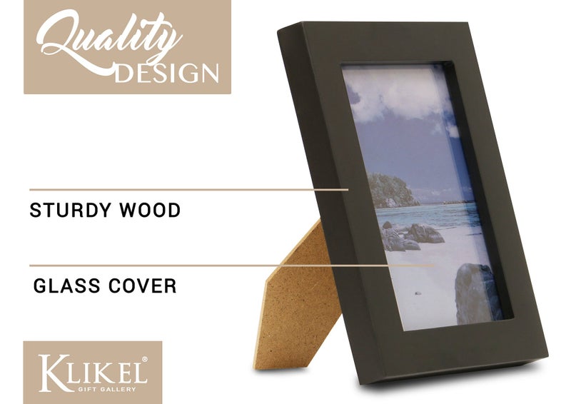 Klikel 4x5 Picture Frame Black - 5x4 Wooden Photo Frame - Made of Real Wood With Glass Photo Protection - Ready For Wall Hanging And Table Standing Display - Image 4