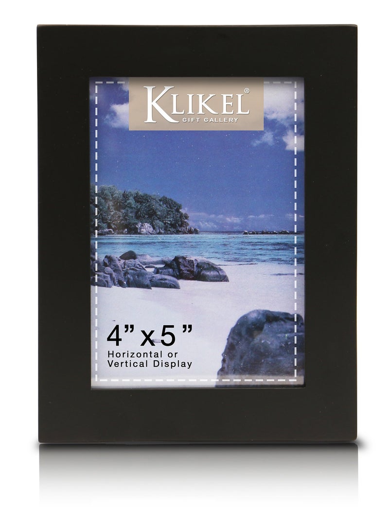 Klikel 4x5 Picture Frame Black - 5x4 Wooden Photo Frame - Made of Real Wood With Glass Photo Protection - Ready For Wall Hanging And Table Standing Display - Image 1