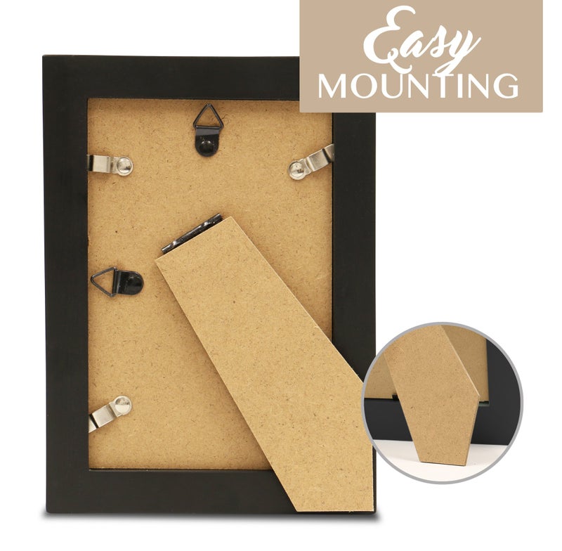 Klikel 4x5 Picture Frame Black - 5x4 Wooden Photo Frame - Made of Real Wood With Glass Photo Protection - Ready For Wall Hanging And Table Standing Display - Image 3