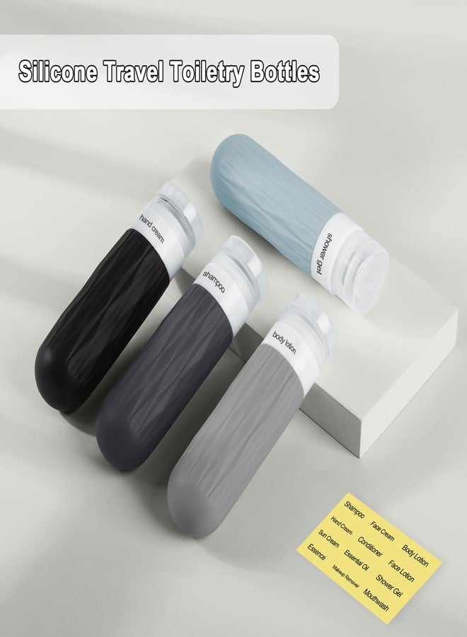 FEEJOY Travel Bottles for Toiletries, Travel Size Toiletries, TSA Approved 3oz Size Toiletry Containers, Leakproof & Refillable Silicone Bottles for Shampoo Conditioner (Grey) - Image 5