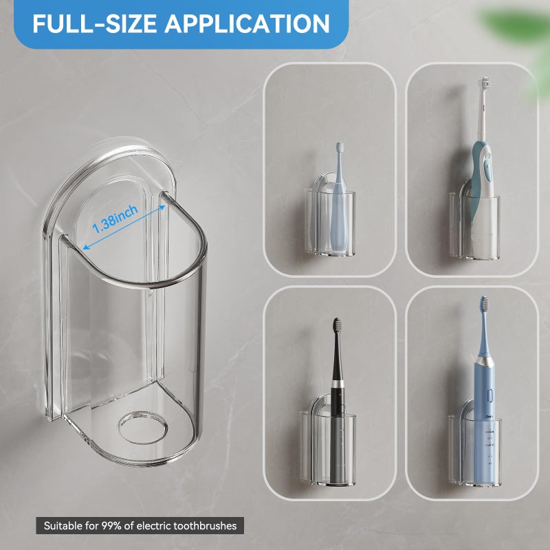 MOPMS Electric Toothbrush Holders, Wall Mounted Tooth Brushing Holder for Bathroom, Self Adhesive Electric Toothbrush Organizer Space Saver (2Pcs Clear) - Image 3