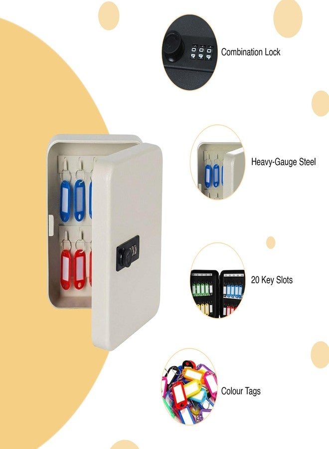 oddpod Metal Â™ Stylish Wall-Mount Security Key Holder Box & Safe Cabinet with Included Key Tags for Office, Home, Hotels & Parking (White) - Image 4