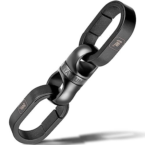 FEGVE Titanium Swivel Key Chain Rings Heavy Duty with 2 Mini Quick Release Keychain Rings, Small Carabiner Key Holder Split Keyring for Connecting Home Keys - Image 1