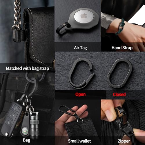FEGVE Titanium Swivel Key Chain Rings Heavy Duty with 2 Mini Quick Release Keychain Rings, Small Carabiner Key Holder Split Keyring for Connecting Home Keys - Image 4