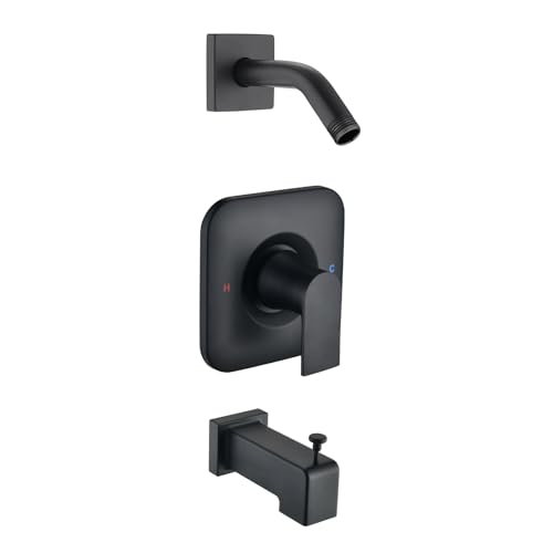 Ultrimkit Shower Faucet Trim Kit Compatible with Moen Valve Shower Arm Shower Handle Tub Spout Valve Catridge Not Inclued Matte Black - Image 1