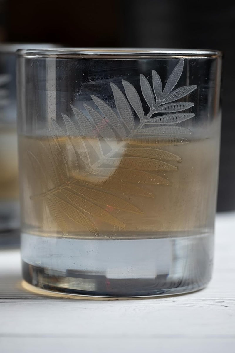 INVOKE INVOKE Home Living Set of 2 Vintara Whiskey Glasses with Leaf Engraved - Image 3
