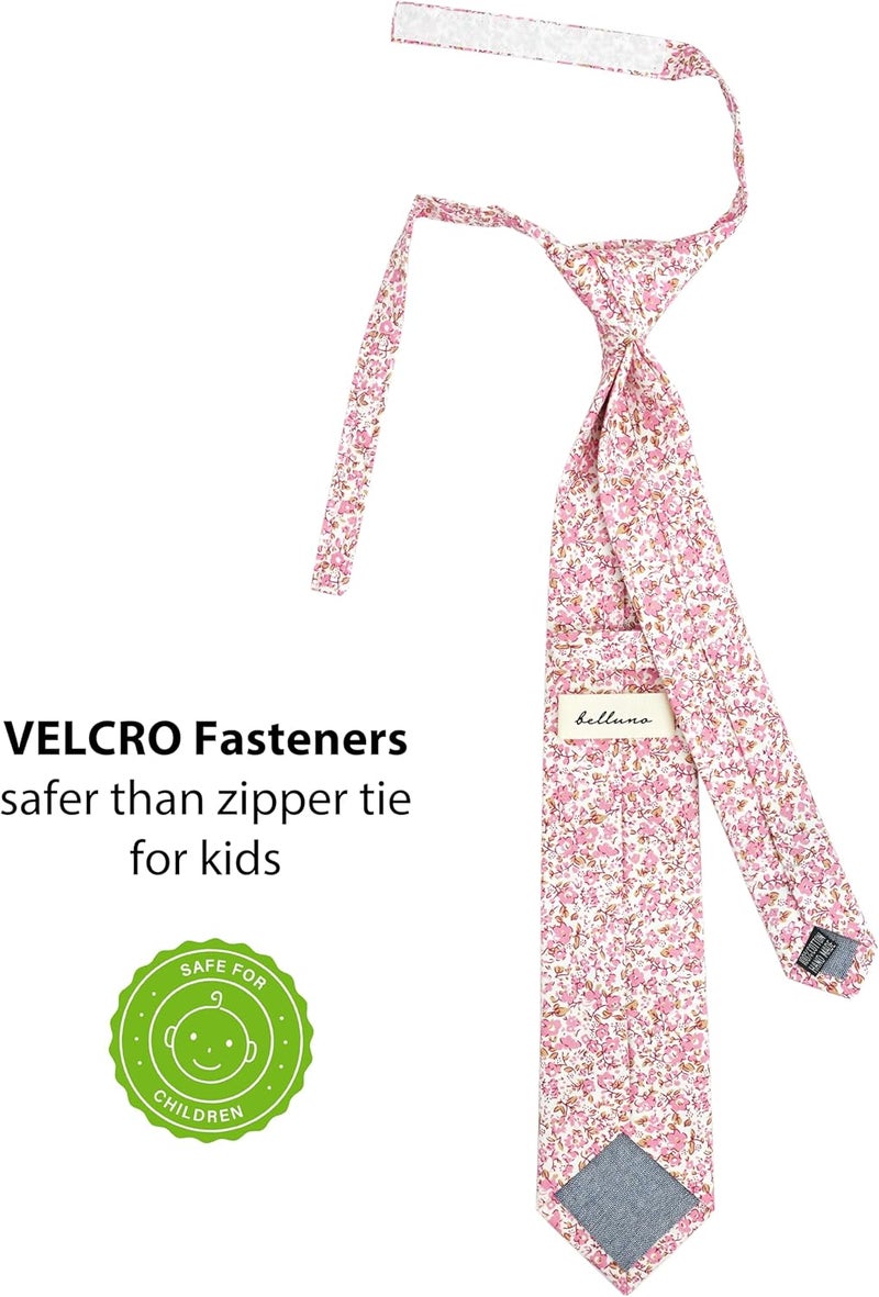 BELLUNO Boys' Floral Ties, Hook and Loop Pre-tied Flower Ties for Little Kids and Pre-teens - Image 1