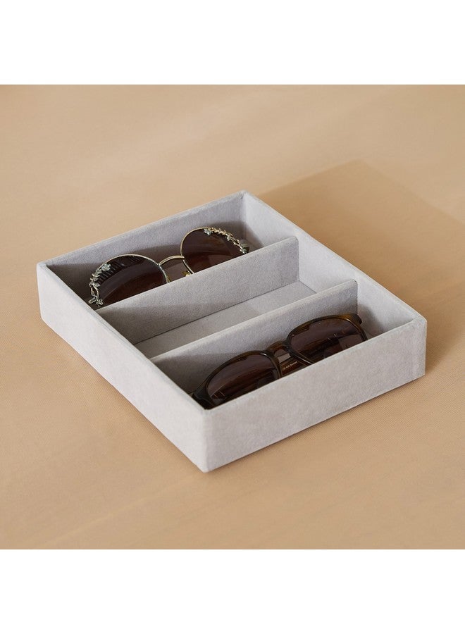 Home Box Velour 3-Compartment Glasses Organizer Tray 21.6 x 4.5 x 18 cm - Image 1