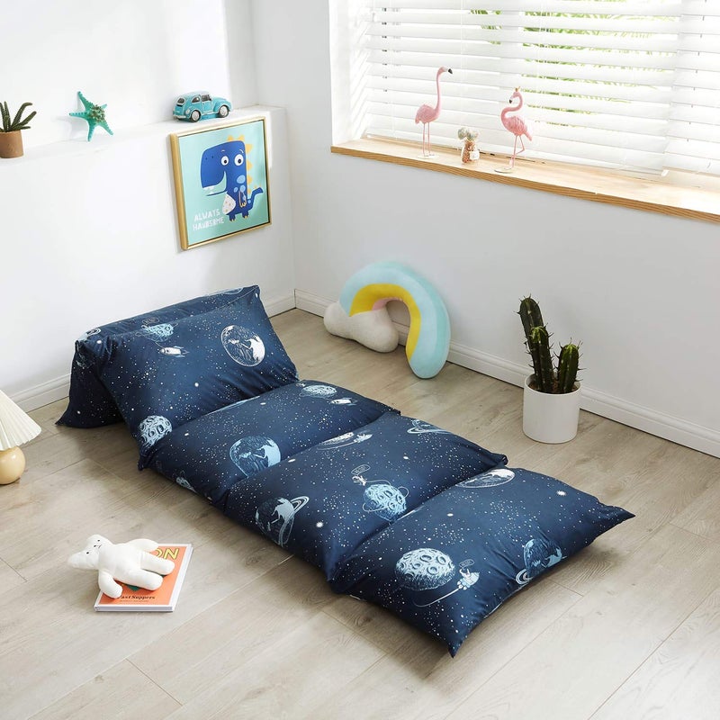 Mengersi Mengersi Galaxy Kids Floor Pillow Case Bed Cover Boys Toddler Floor Pillow Cover Requires 5 Pillows Pillows Not Included KingCover Only Navy