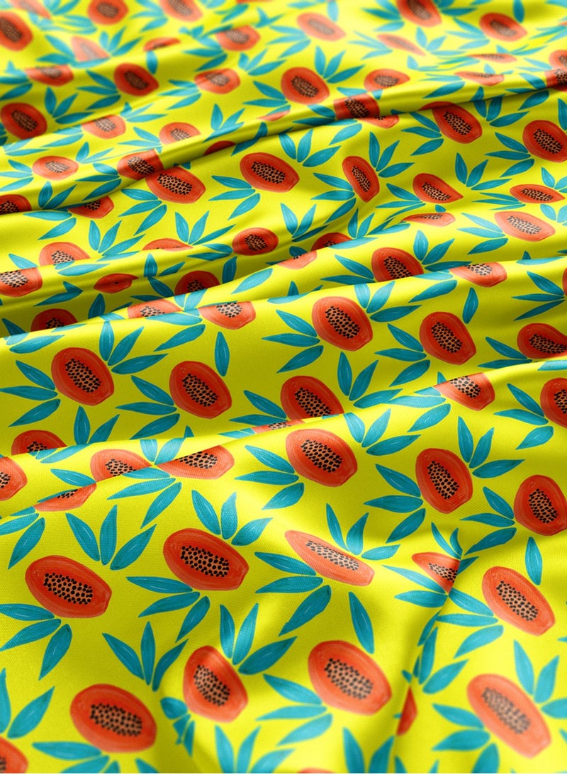 Vellato Al Lail Aramny Silk Fabric By The Yard Yellow Orange Blue Papaya Leaf Design Jalabiya Makhweer Dressmaking 58 Inches Width - Image 3