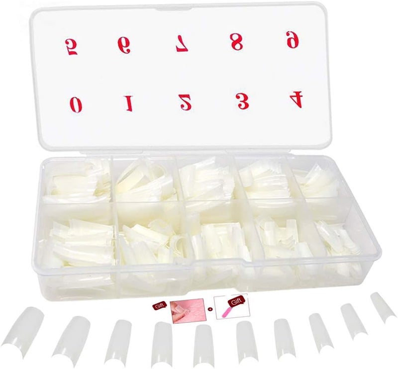 AMZ andiniu_ksa False Nails Tip French Style Fakes Acrylic Half Nail Tips Suitable For Salons And DIY Art At Home(500 Pieces,10 Sizes 1 Box) - Image 1