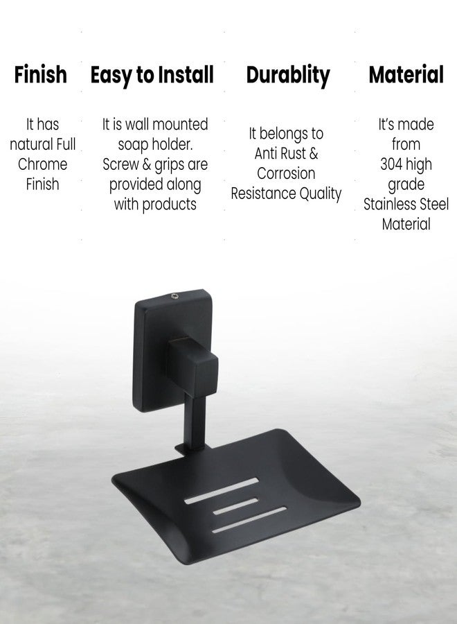 LUXIUR Single Soap Stand for Bathroom and Kitchen Sink, 304 Stainless Steel Soap Case for Wall Mount, Soap Dish, Soap Holder, Matte Black - Image 2