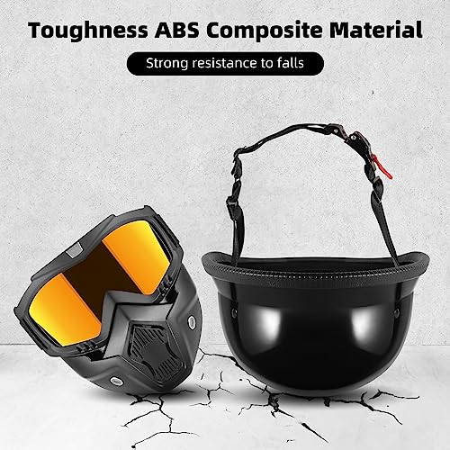 TRUSTERTHEE Motorcycle Half Helmets with Face Shield, German Style Motorcycle Helmet for Adult Men Women, DOT Approved Retro Half Shell Helmet for Moped Cruiser Scooter (XX-Large, 1Bright Black) - Image 5