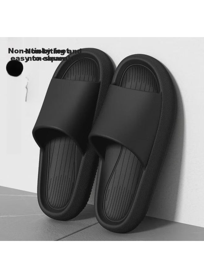 Yuzhaolin Thick-soled Couple Slippers Men And Women's Home Bathroom Shower Slippers Yy186 Black Size 44/45 - Image 1
