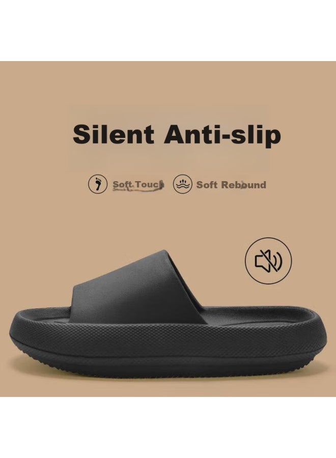 Yuzhaolin Thick-soled Couple Slippers Men And Women's Home Bathroom Shower Slippers Yy186 Black Size 44/45 - Image 2