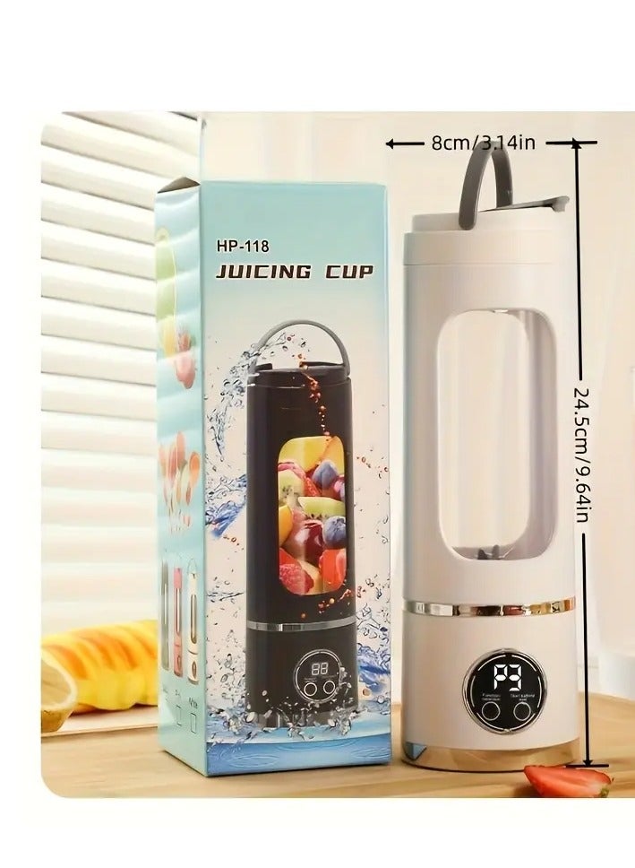 راكسوم كوب عصارة كهربائي آمن بمنفذ USB، خلاط عصير فواكه، خلاط عصير صغير محمول قابل لإعادة الشحن/مزج العصير وسحق الثلج، زجاجة مياه سعة 420-530 مل - Image 1