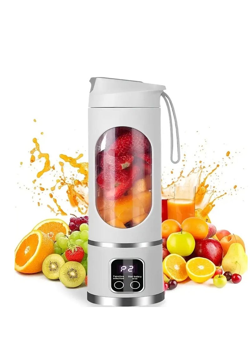 راكسوم كوب عصارة كهربائي آمن بمنفذ USB، خلاط عصير فواكه، خلاط عصير صغير محمول قابل لإعادة الشحن/مزج العصير وسحق الثلج، زجاجة مياه سعة 420-530 مل - Image 2