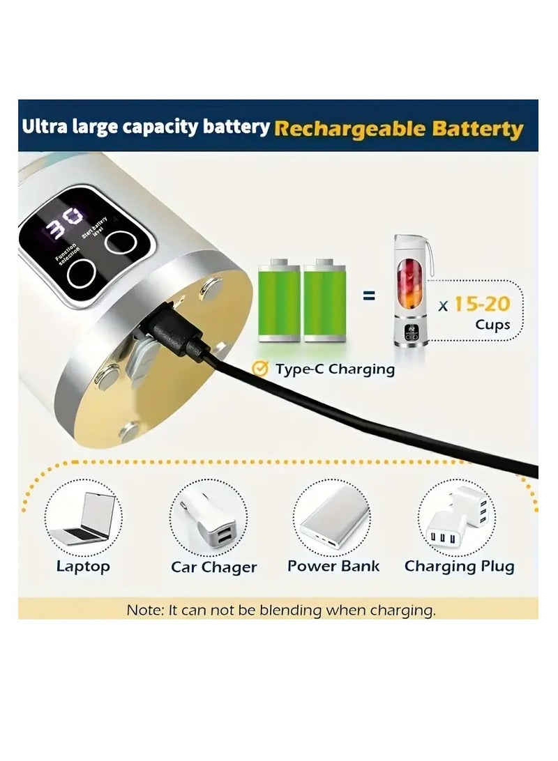راكسوم كوب عصارة كهربائي آمن بمنفذ USB، خلاط عصير فواكه، خلاط عصير صغير محمول قابل لإعادة الشحن/مزج العصير وسحق الثلج، زجاجة مياه سعة 420-530 مل - Image 4