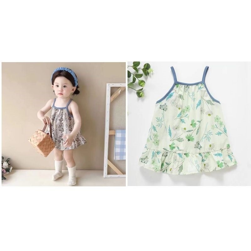 Summer Outfit for Girls: Vintage Floral Camisole Top, Stylish Princess Dress, Trendy Other Items - Image 1
