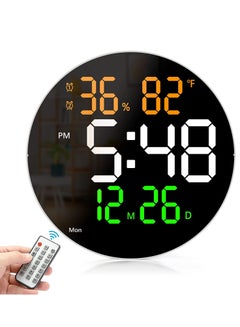 Furtey Digital Wall Clock with LED Display Remote Control 10 Level ...