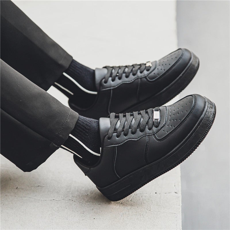 Men'S Shoes Autumn Black Casual Sneakers Men'S Air Force Sports No. 1 Pure Black Kitchen Work Trendy Shoes Junior Boys - Image 5