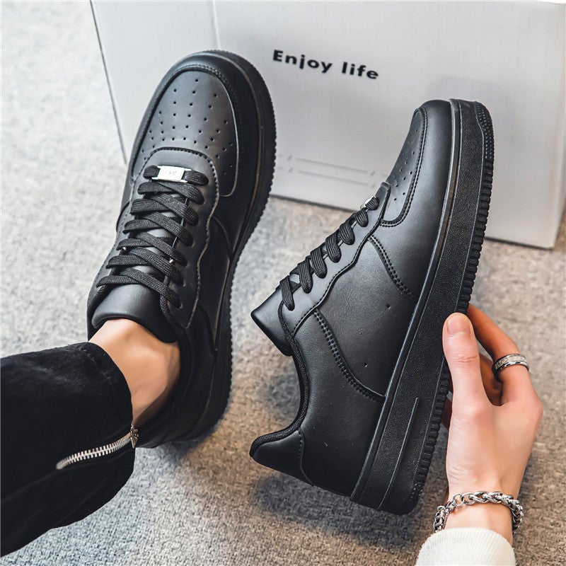 Men'S Shoes Autumn Black Casual Sneakers Men'S Air Force Sports No. 1 Pure Black Kitchen Work Trendy Shoes Junior Boys - Image 2