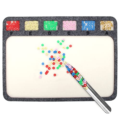 Pletpet 2 PCS Set Bead Mats with Bead Scoop, Beading Trays Boards with Six Individual Grids for DIY Craft Jewelry Making(11.4x8.07inch) - Image 1