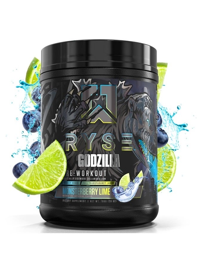 RYSE Up Supplements Noel Deyzel x Godzilla Pre Workout | Intense Pumps, Energy, & Focus | Citrulline & Beta Alanine | 400mg Total Caffeine | 40 Servings (Monsterberry Lime) - Image 1