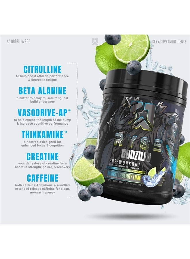RYSE Up Supplements Noel Deyzel x Godzilla Pre Workout | Intense Pumps, Energy, & Focus | Citrulline & Beta Alanine | 400mg Total Caffeine | 40 Servings (Monsterberry Lime) - Image 3