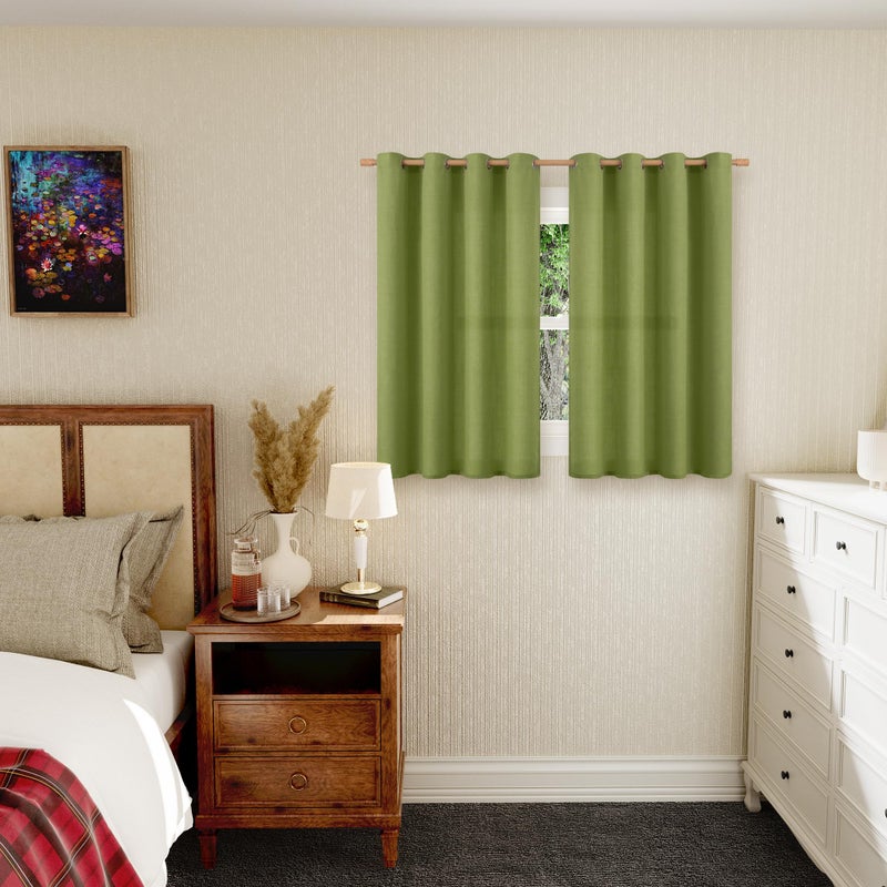 BGment الستائر القصيرة القصيرة لغرفة النوم 54 بوصة ستائر الكتان فو لنوافذ صغيرة جروميت غير مشي - Image 2