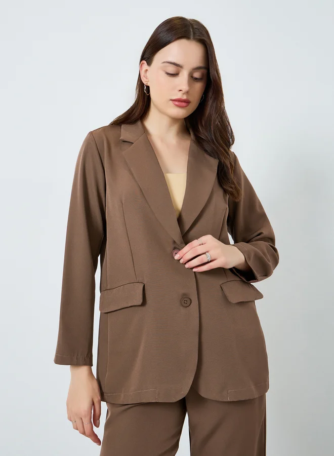 ستايلي طقم بليزر كاجوال سادة وبنطلون واسع الساق