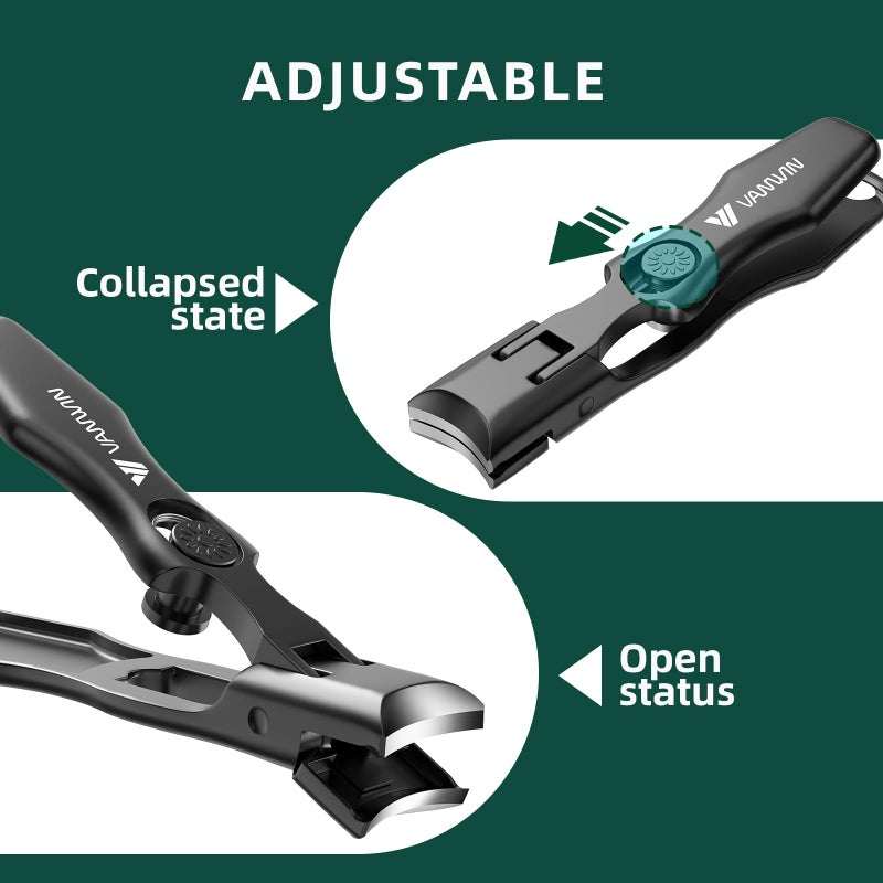 VANWIN German Nail Clippers for Men Thick Nails, VANWIN Toenail Clippers for Seniors Large Wide Jaw Opening, Heavy Duty No Splash Fingernail Clipper with Safety Lock Nail Clippers with Catcher for Women - Image 4