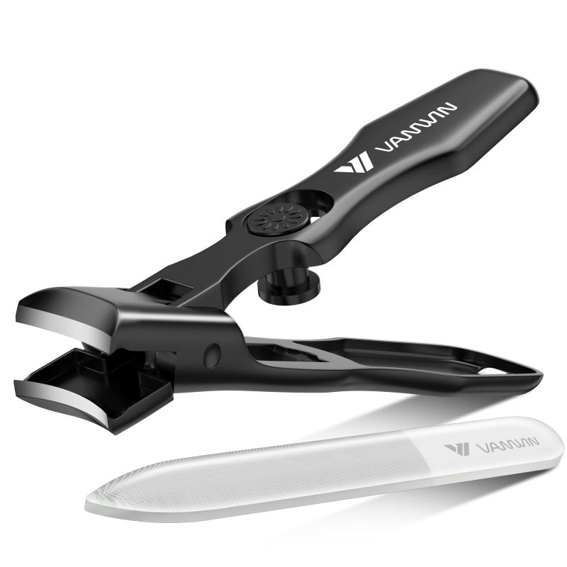 VANWIN German Nail Clippers for Men Thick Nails, VANWIN Toenail Clippers for Seniors Large Wide Jaw Opening, Heavy Duty No Splash Fingernail Clipper with Safety Lock Nail Clippers with Catcher for Women - Image 1