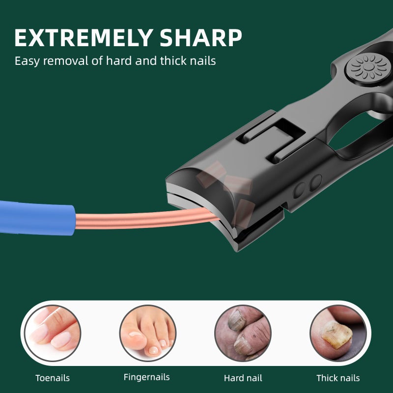 VANWIN German Nail Clippers for Men Thick Nails, VANWIN Toenail Clippers for Seniors Large Wide Jaw Opening, Heavy Duty No Splash Fingernail Clipper with Safety Lock Nail Clippers with Catcher for Women - Image 5