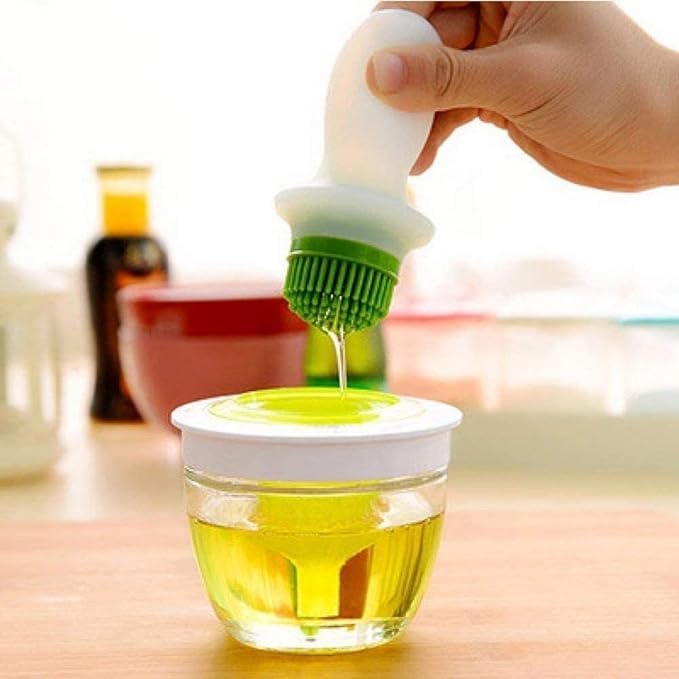 SANGOZS Oil Dispenser Bottle with Barbecue Brush Oil Storage and Container and Silicone Basting Brush for Kitchen BBQ Grilling Baking and Cooking Oil Brush PotPack of 1 - Image 4