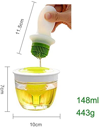 SANGOZS Oil Dispenser Bottle with Barbecue Brush Oil Storage and Container and Silicone Basting Brush for Kitchen BBQ Grilling Baking and Cooking Oil Brush PotPack of 1 - Image 2