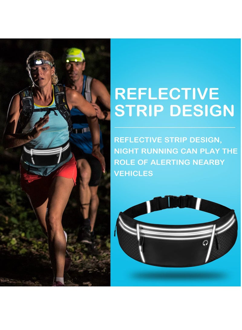 SYOSI Running Waist Pack for Men/Women, Large Capacity Runner Waist Pack with 4 Pockets For Jogging, Walking, Cycling, Workout, Reflective No Bounce Waist Bag, Easy Carry Large Phones (black)  - Image 3