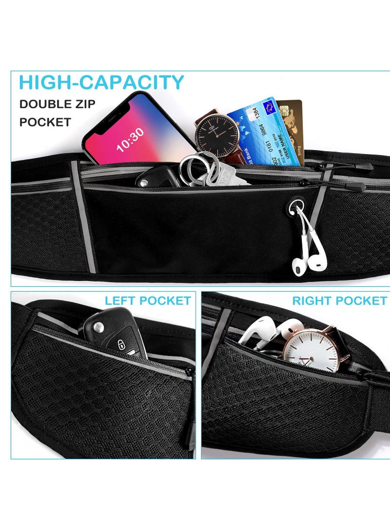 SYOSI Running Waist Pack for Men/Women, Large Capacity Runner Waist Pack with 4 Pockets For Jogging, Walking, Cycling, Workout, Reflective No Bounce Waist Bag, Easy Carry Large Phones (black)  - Image 4