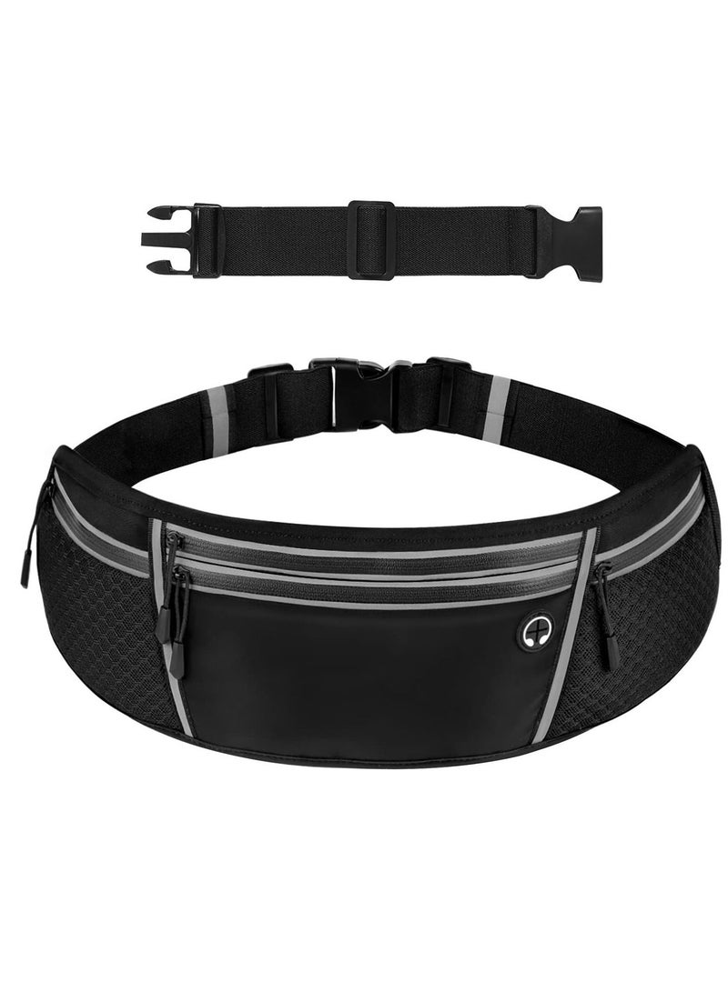 SYOSI Running Waist Pack for Men/Women, Large Capacity Runner Waist Pack with 4 Pockets For Jogging, Walking, Cycling, Workout, Reflective No Bounce Waist Bag, Easy Carry Large Phones (black)  - Image 1