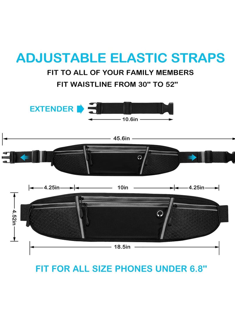 SYOSI Running Waist Pack for Men/Women, Large Capacity Runner Waist Pack with 4 Pockets For Jogging, Walking, Cycling, Workout, Reflective No Bounce Waist Bag, Easy Carry Large Phones (black)  - Image 2