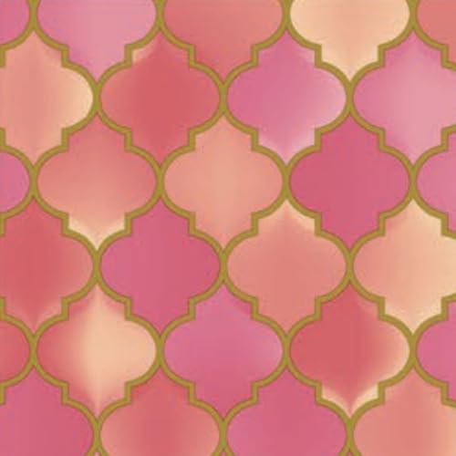 Nimbose® Pink Moroccan Self Adhesive Textured Wallpaper with Golden Borders, Waterproof & Scratch Resistant Wall Papers for Home & Kitchen (45x500 cm) - Image 1