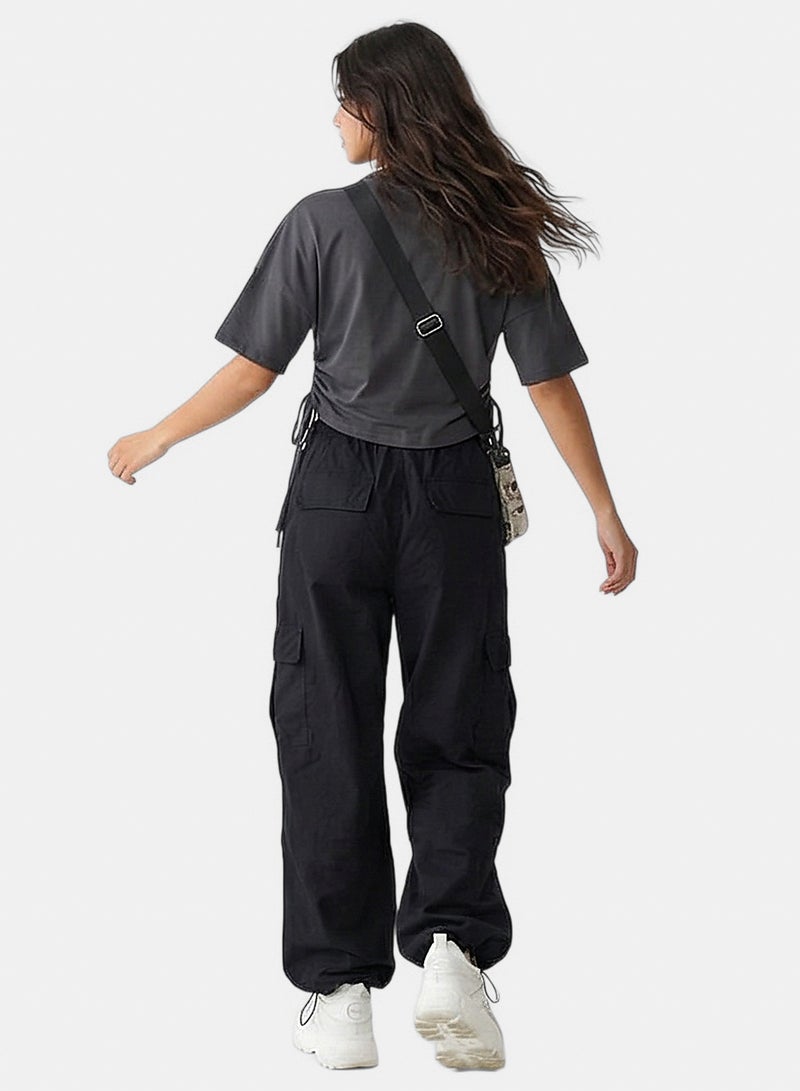 RAVIN Women Charcoal Nirvana Graphic Side-Tie Cropped Tee - Image 4
