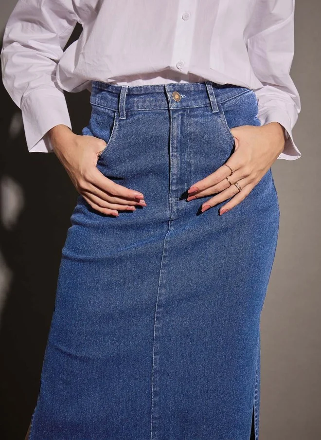 ساسافراس Blue A-Line Midi Skirt For Women