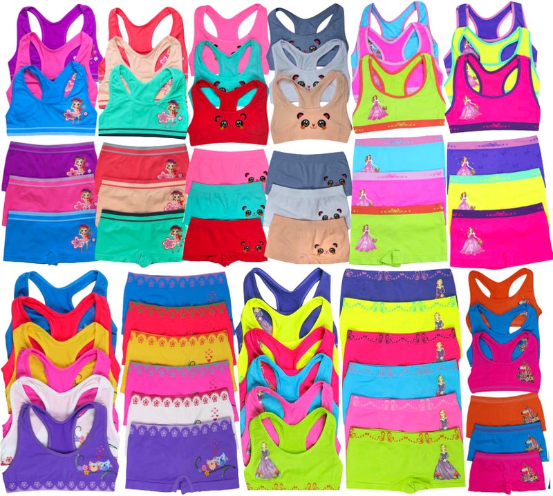 ToBeInStyle Girls' Pack of 6 Random Print Assortment Racerback and Bottom Sets (12 Pieces) - L - Image 1