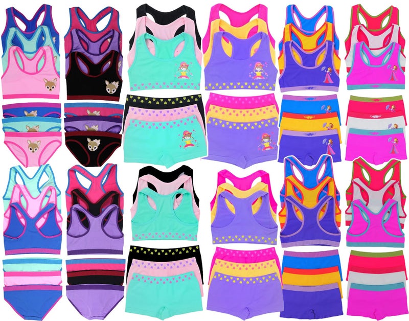 ToBeInStyle Girls' Pack of 6 Random Print Assortment Racerback and Bottom Sets (12 Pieces) - L - Image 3
